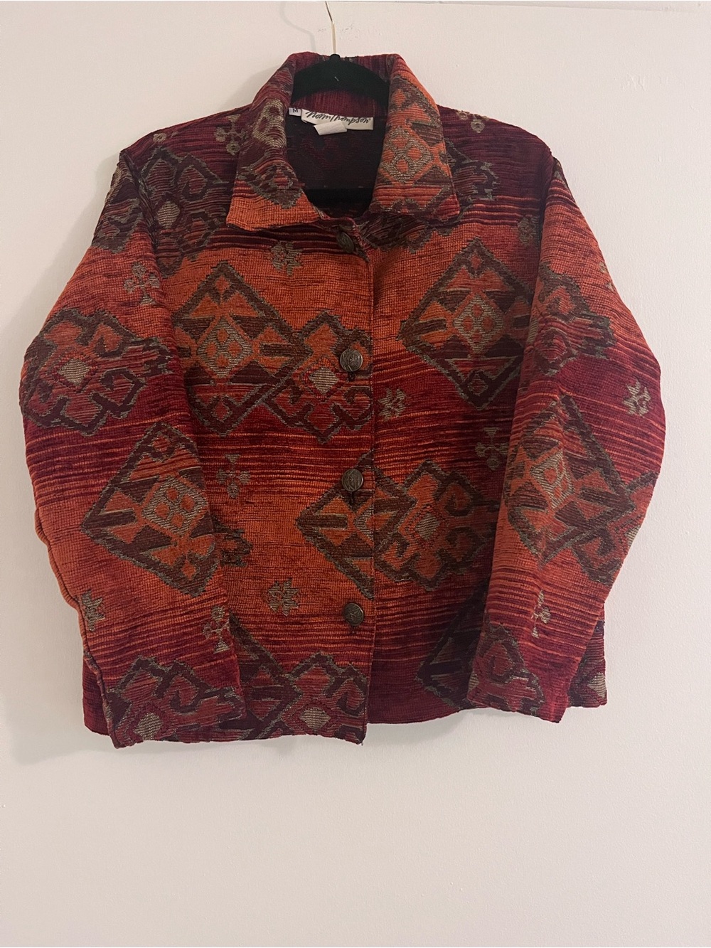 Vintage Western Style Norm Thompson Tapestry Jacket Cardigan Blazer Size Medium